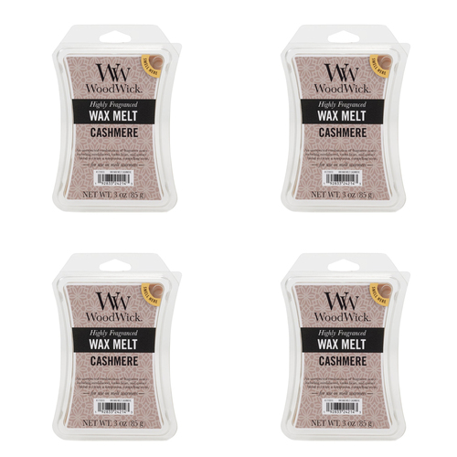 4PK WoodWick Cashmere Scented Wax Melt Fragrance Cube 9.7oz