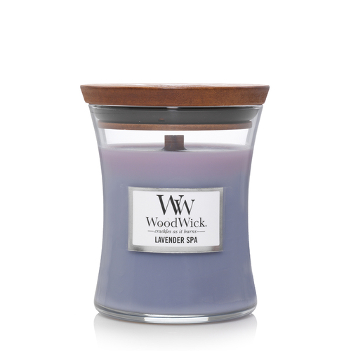 WoodWick Lavender Spa Scented Crafted Candle Glass Jar Soy Wax Medium