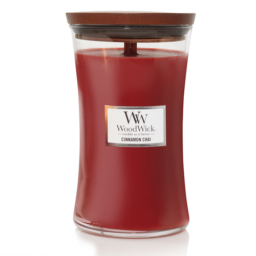 WoodWick Cinnamon Chai Scented Crafted Candle Glass Jar Soy Wax Large