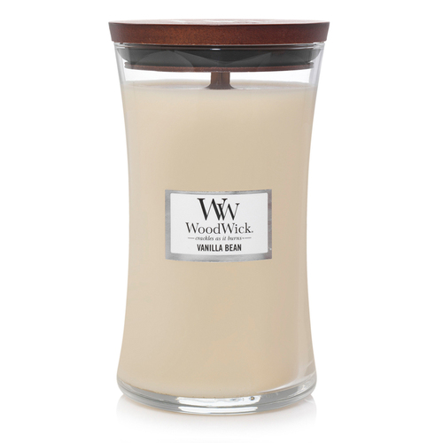 WoodWick Vanilla Bean Scented Crafted Candle Glass Jar Soy Wax Large