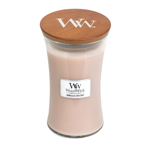 WoodWick Vanilla & Sea Salt Scented Crafted Candle Glass Jar Large