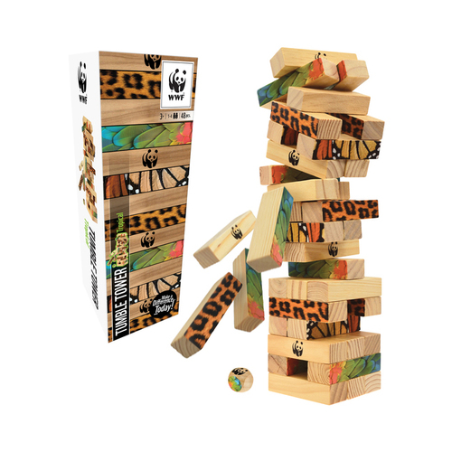 WWF Tropical Tumble Tower Kids/Children Fun Wooden Blocks Stacking Toy 3y+