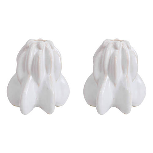 2PK LVD Stoneware Stick Candle Holder Display Elle Medium 11.5cm - White