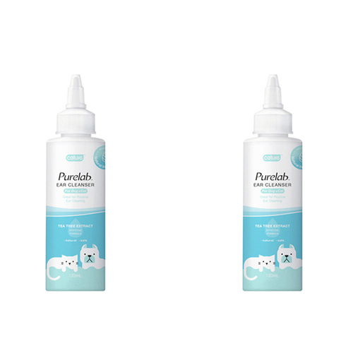 2x Cature Purelab Pet Dog/Cat 120ml Ear Cleanser w/ Tea Tree Extract