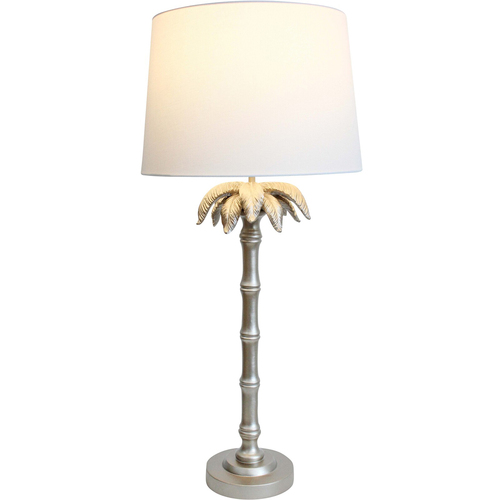 LVD Linen/Polyresin Lamp Palm Elegance Antique Room Decor 78cm - Silver