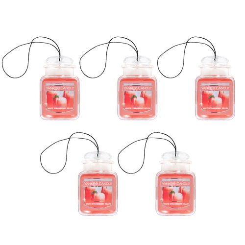 5PK Yankee Car Jar Ultimate White Strawberry Bellini Air Freshener 9g