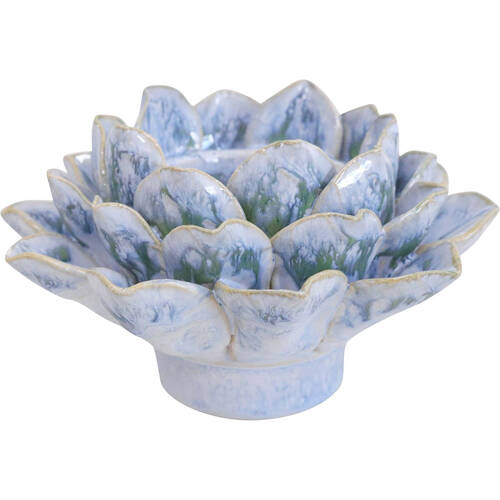 LVD Ceramic Tealight Candle Holder Display Blue 14.5cm - Blue