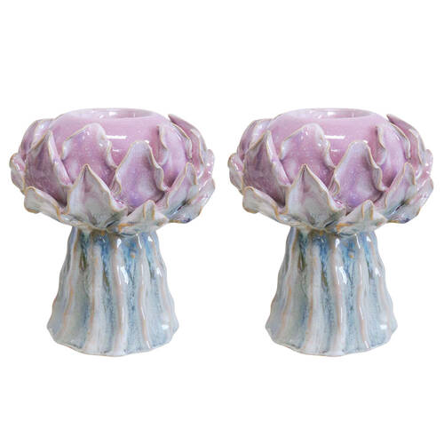 2PK LVD Talia Ceramic Taper/Stick Candle Holder 15x16cm - Pink