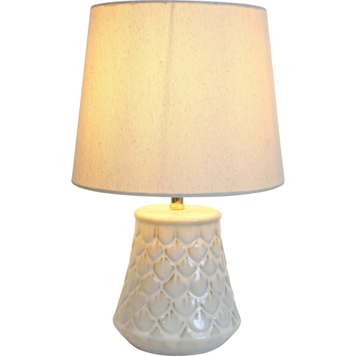 LVD Linen/Ceramic Lamp Shell Room Decor 25x40.5cm - White