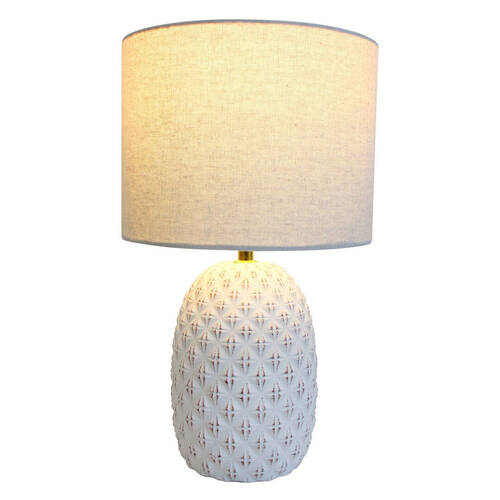 LVD Artichoke Lamp Light E27 Bulb w/ Linen Shade 41cm - White