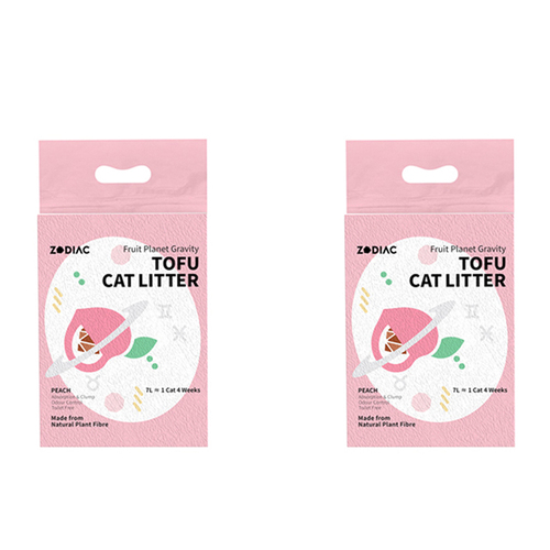 2x Zodiac 7L/2.5kg Fruity Tofu Soy Pulp Cat Litter - Peach